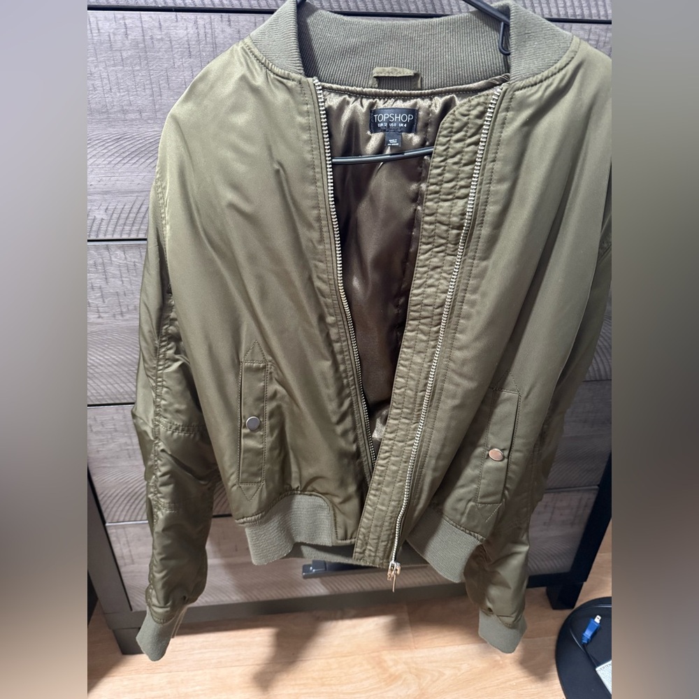 Topshop Men's Khaki Bomber Jacket